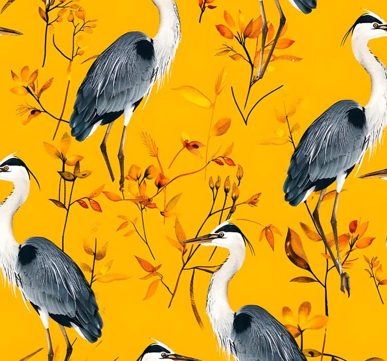 Yellow roller blind herons design - TenStickers