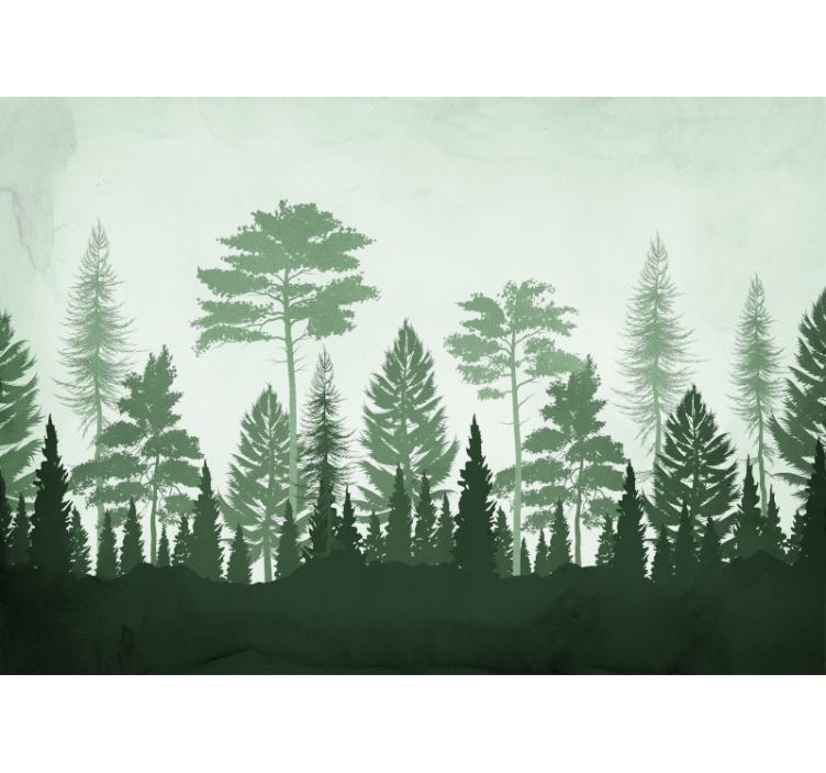 Blinds in a kitchen with green scandinavian trees - TenStickers
