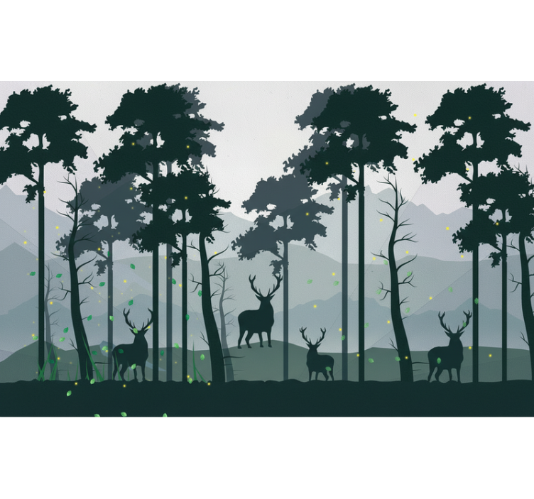 Blinds in a kitchen silhouette forest scandi - TenStickers