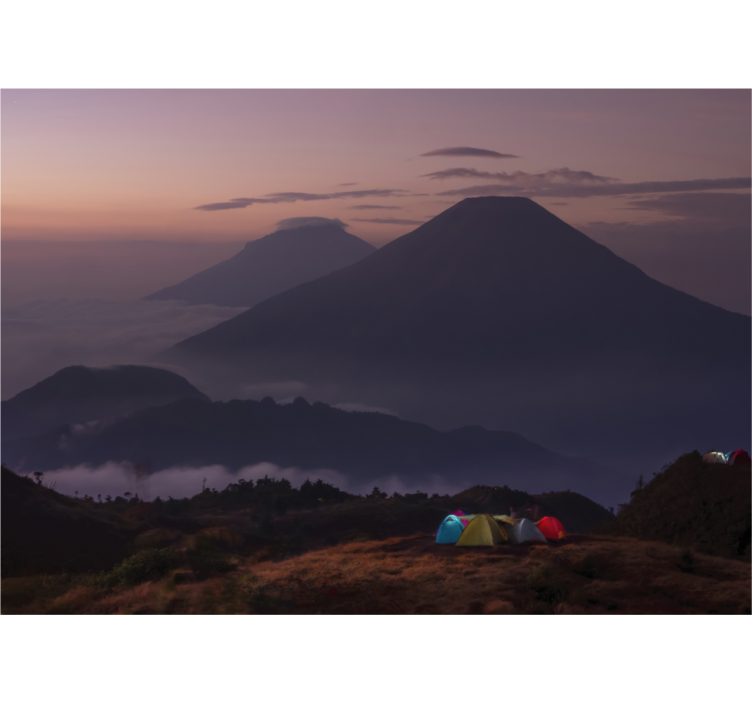 Blinds in a kitchen hikers in a cloudy mountain - TenStickers