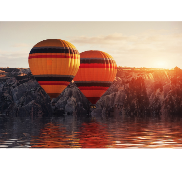 Blinds in a kitchen air balloons over lake - TenStickers