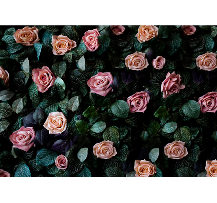 Blinds in a kitchen with pink coral roses design - TenStickers
