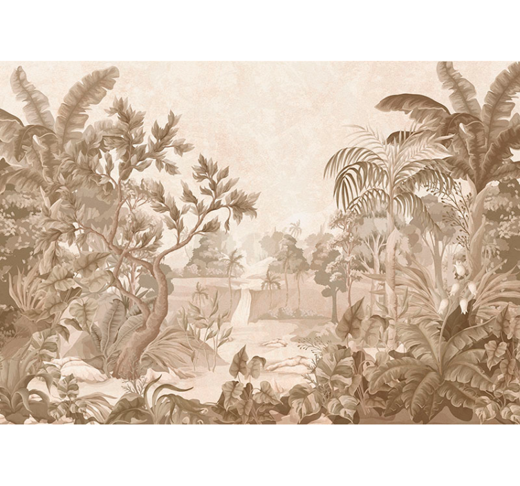 Roller blind beige tropical jungle views - TenStickers