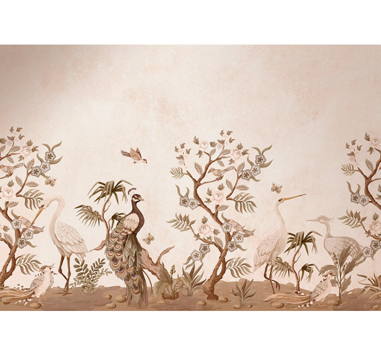 Roller blind beige vintage wildlife - TenStickers