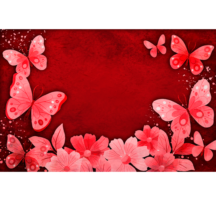Blind red floral and butterfly design - TenStickers