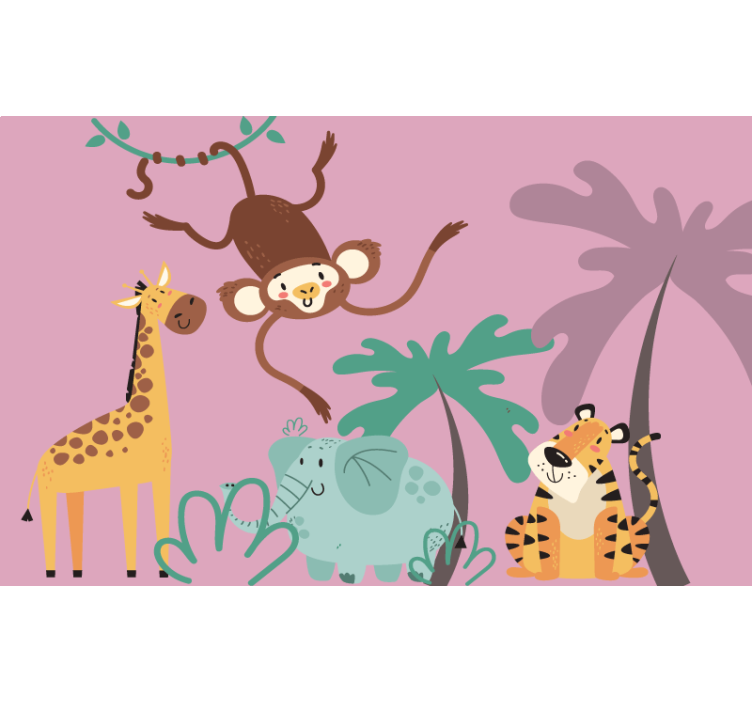 Roller blind purple colorful safari animal design - TenStickers