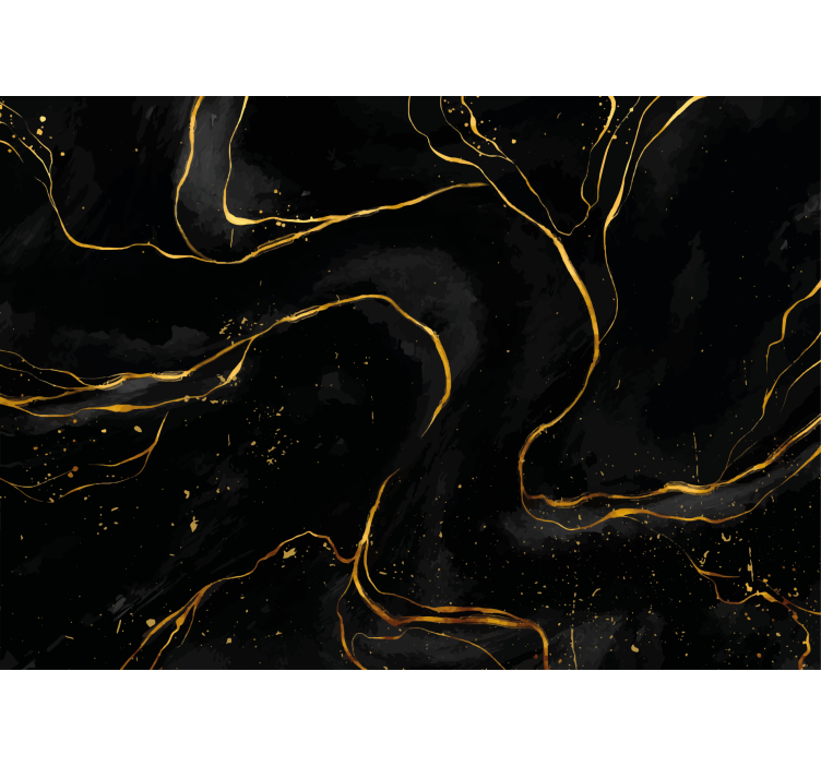 Living room blind black and gold marble design - TenStickers