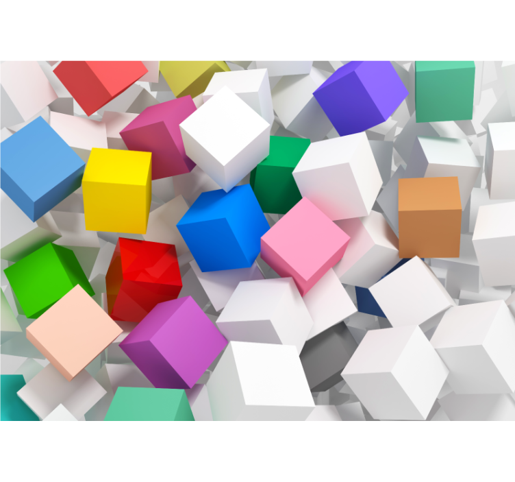 Living room blind 3d colorful cube mural - TenStickers