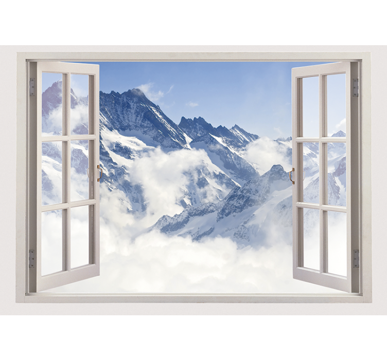 Living room blind mountain view blue sky - TenStickers
