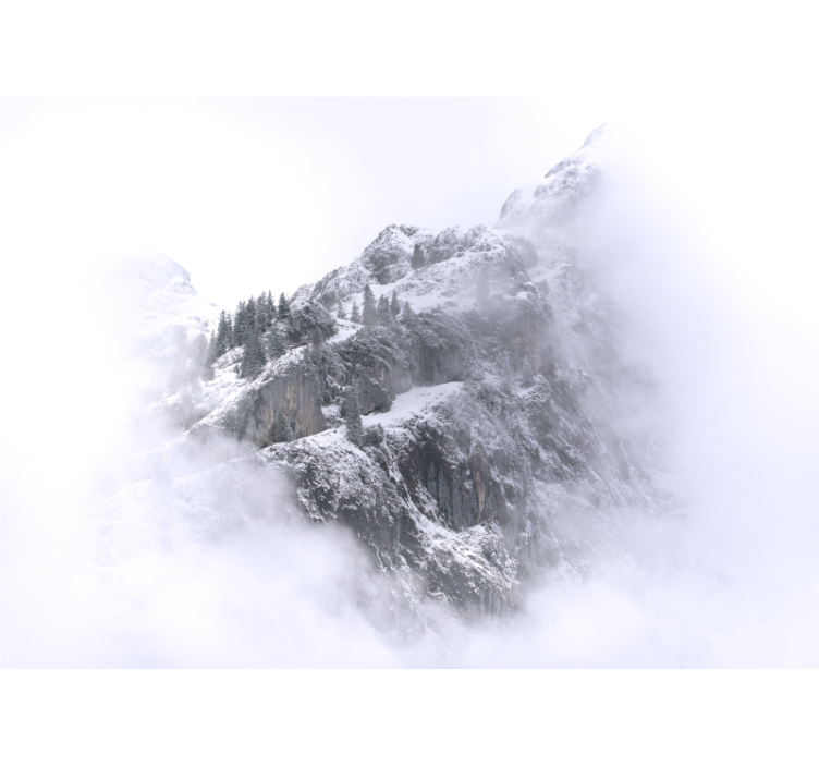 Living room blind snowy mountain landscape clouds - TenStickers