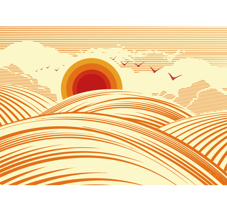 Living room blind 70s landscape design - TenStickers