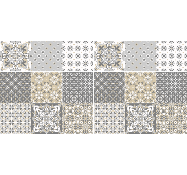 Roller blind beige with moroccan tile design - TenStickers