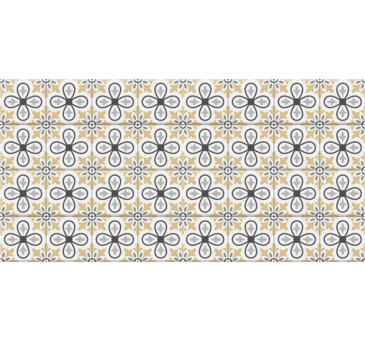 Roller blind beige kitchen vintage tiles - TenStickers