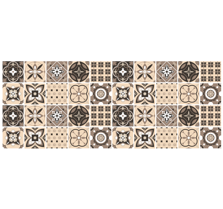 Roller blind beige with geometric tile design - TenStickers