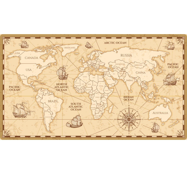 Roller blind beige vintage world map design - TenStickers