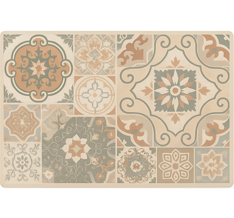 Roller blind beige cement tiles in various sizes - TenStickers