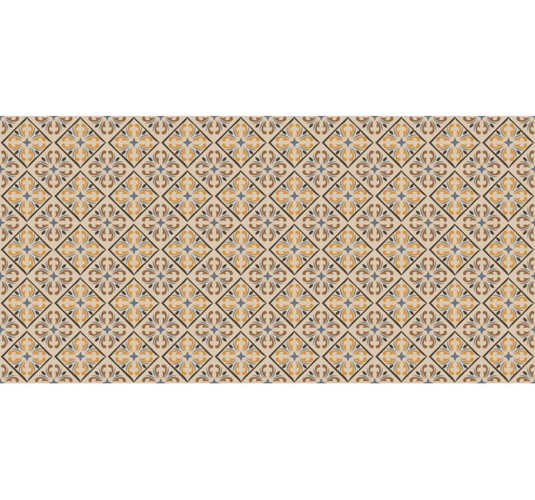 Roller blind beige with gold and blue baroque pattern - TenStickers