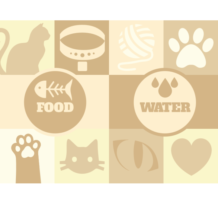 Roller blind beige cats water and food feeder - TenStickers