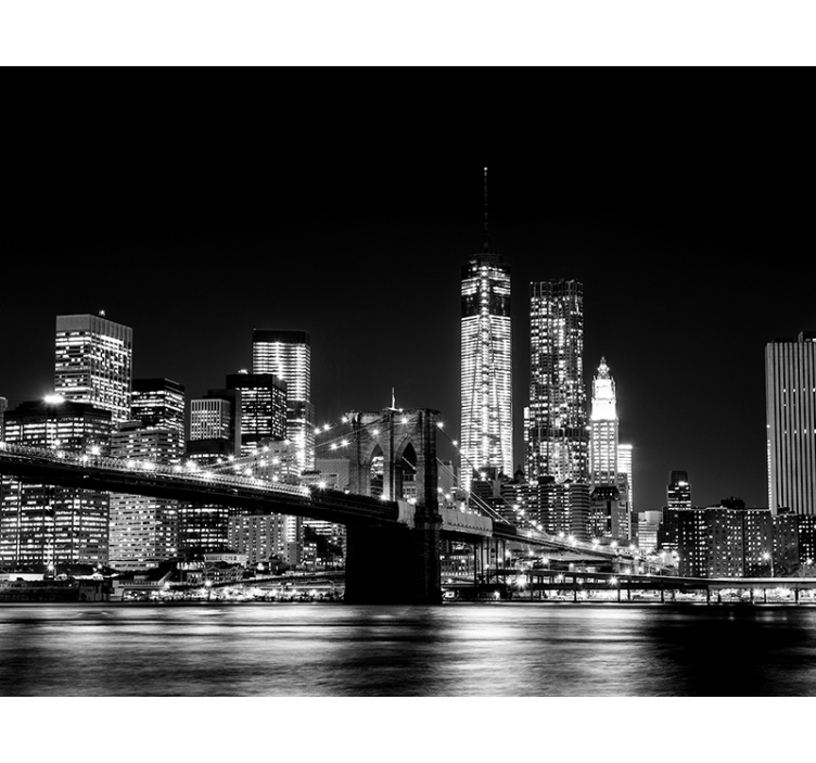 Blind grey new york east river mural - TenStickers