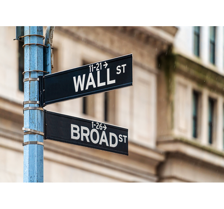 Roller blind beige new york wall street sign - TenStickers