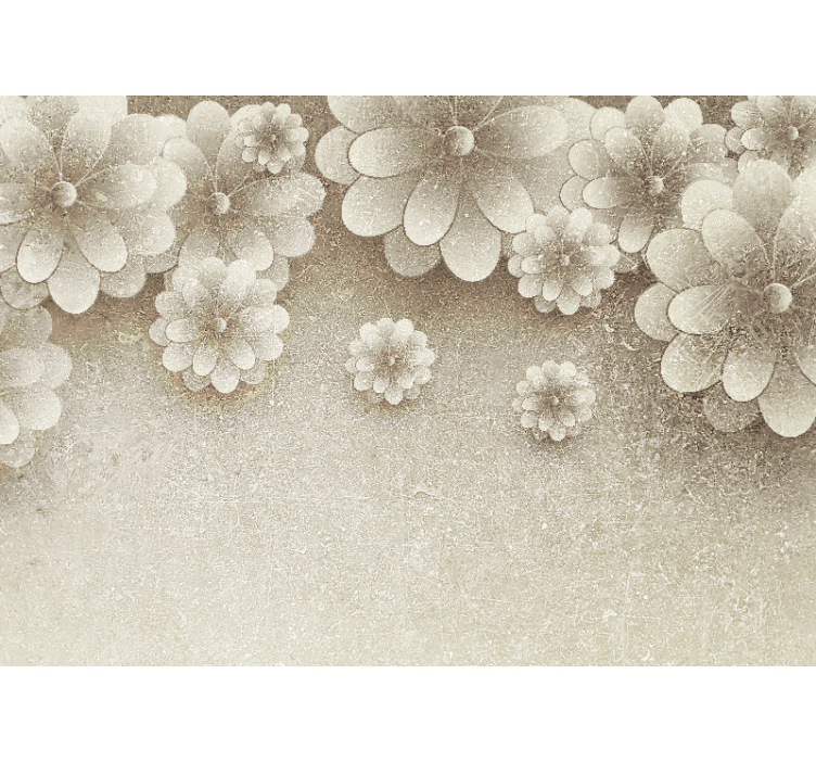 Roller blind beige 3d flower effect grey color - TenStickers