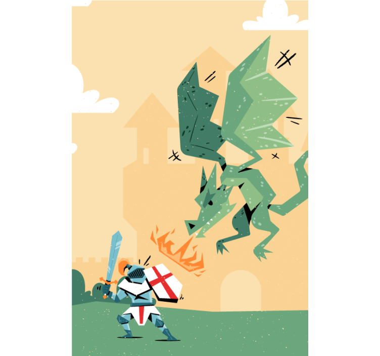 Knight Battles Dragon more animal blind - TenStickers