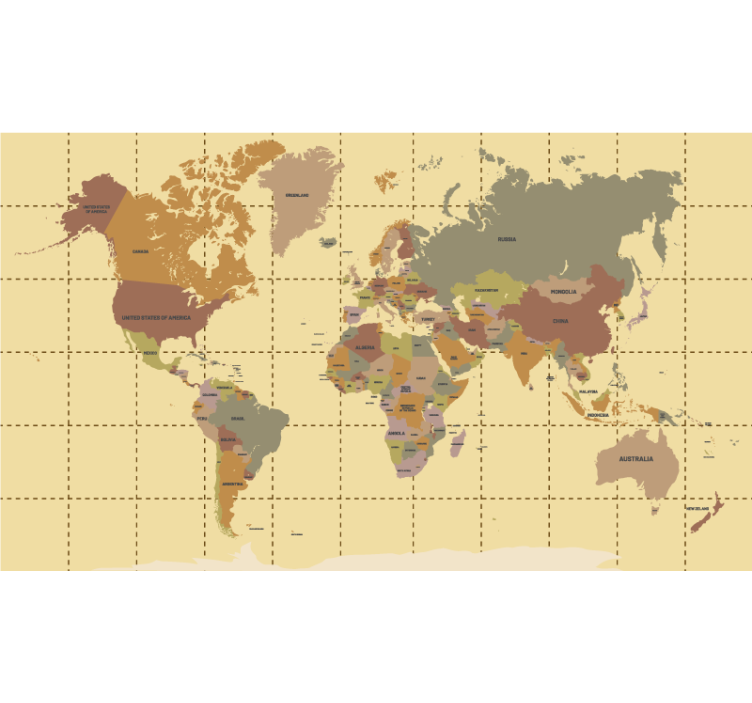 Beige vintage World map blind - TenStickers