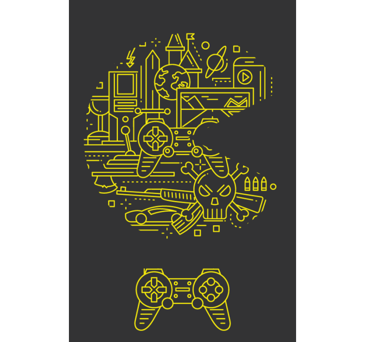 yellow pac game Geek roller blind - TenStickers