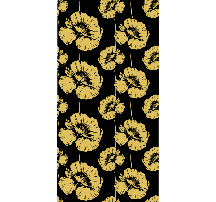 Floral blind in yellow and black design - TenStickers