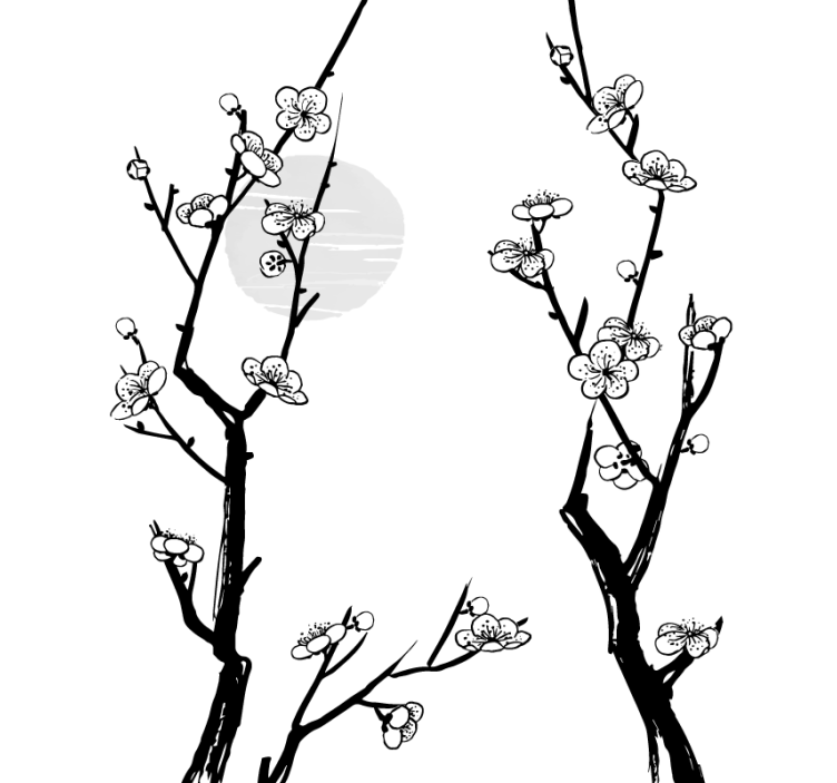Blossoming Branches Silhouette blind flowers - TenStickers
