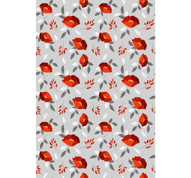 Red grey pattern floral blind - TenStickers