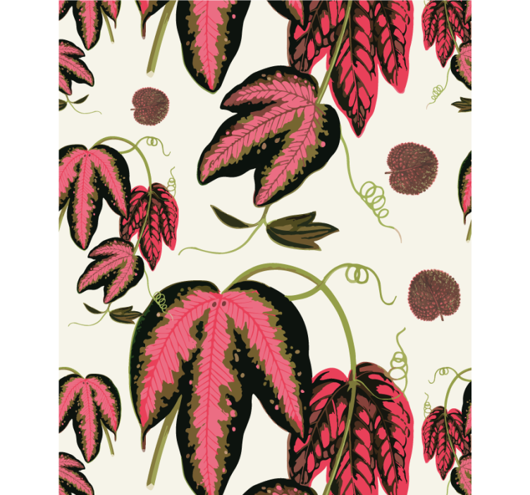 Pink leaf patterns blind flowers - TenStickers