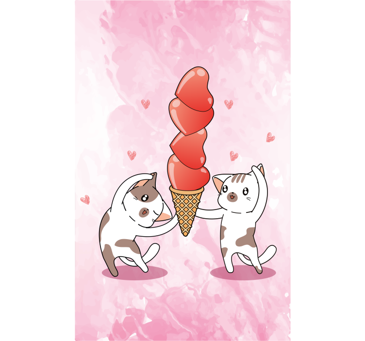 Kittens enjoying ice cream romantic blind - TenStickers