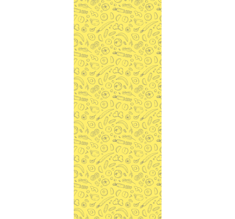 Sketchy fruit pattern blinds in a kitchen - TenStickers