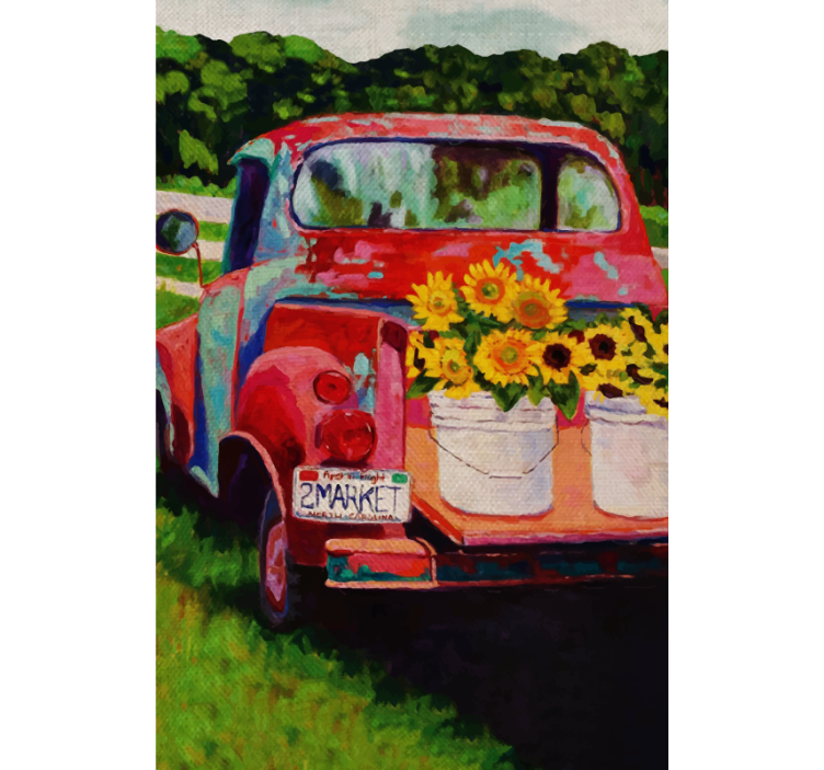 Vintage Truck Bouquet floral blind - TenStickers