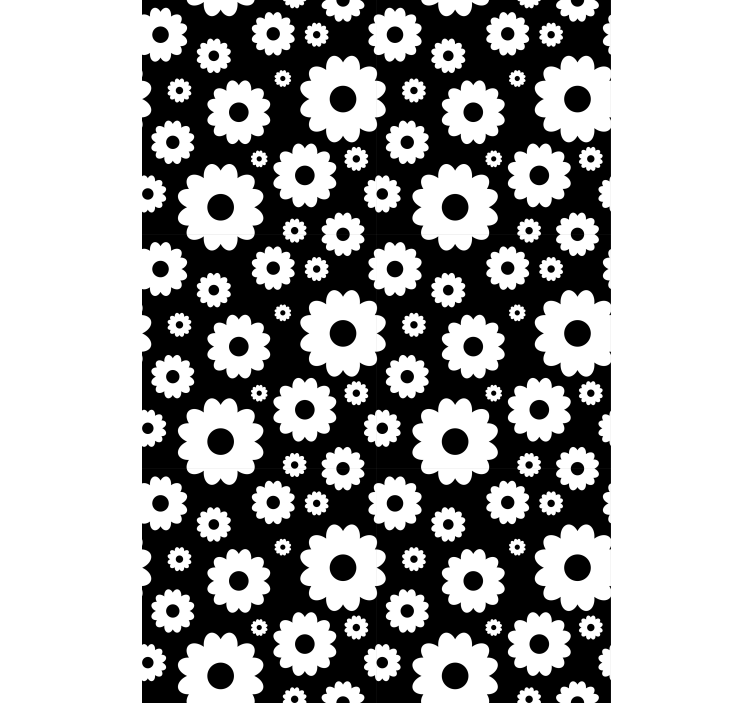 Black and white blossom pattern floral blind - TenStickers