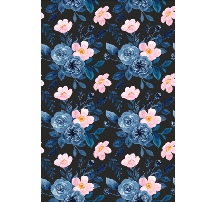 Blue floral motif blind flowers - TenStickers