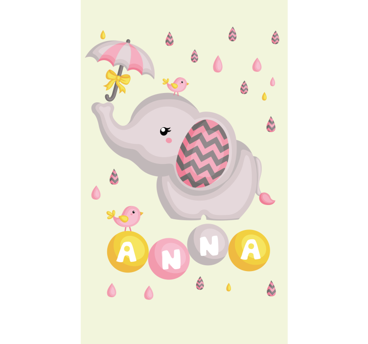 Baby elephant with name and umbrella blind kids - TenStickers