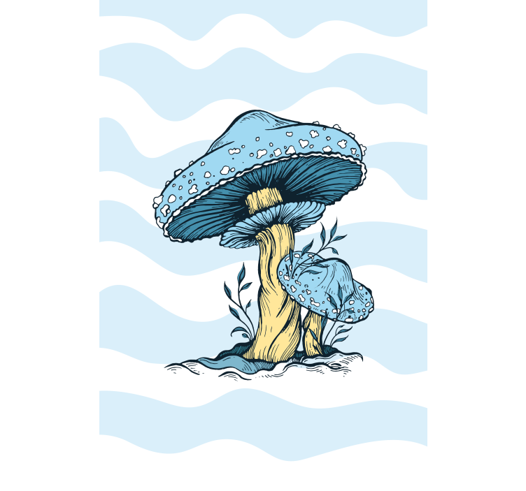 Blue mushrooms blind flowers - TenStickers