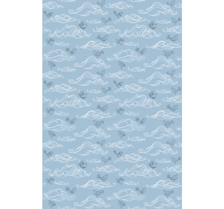 Flowing Waves and Birds cloud roller blind - TenStickers