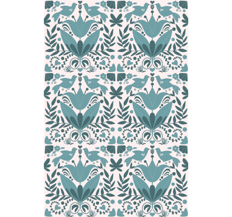 Pattern with Birds blind flowers - TenStickers