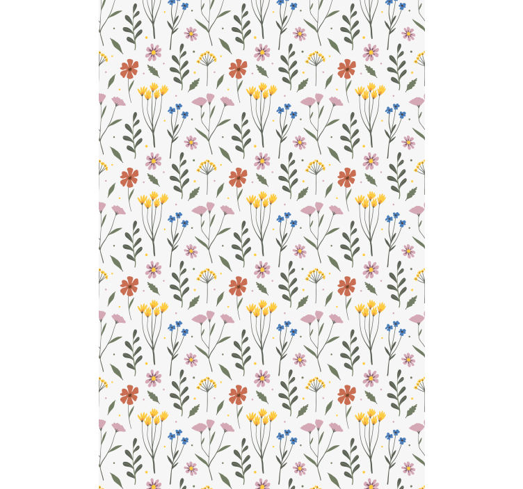 White botanical pattern blind flowers - TenStickers