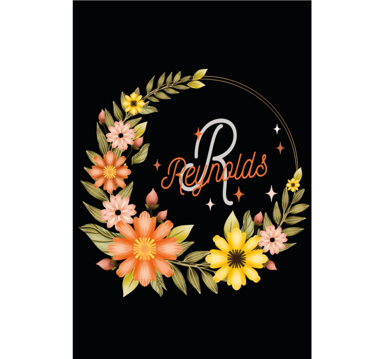 Elegant initial and name blind flowers - TenStickers