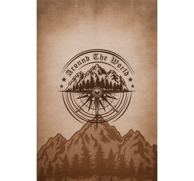 Mountain compass design living room blind - TenStickers