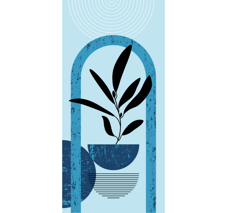 Blue stylish pot plant blind flowers - TenStickers