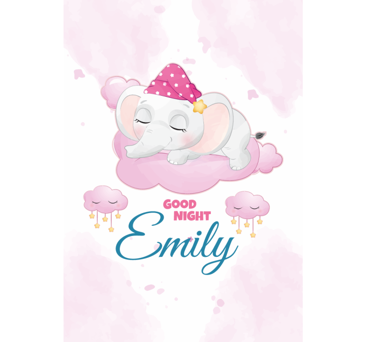 Sleeping elephant with name blind kids - TenStickers