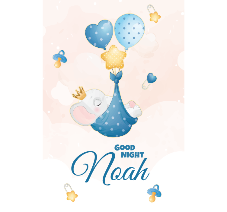 Good night elephant with name roller blind nursery - TenStickers