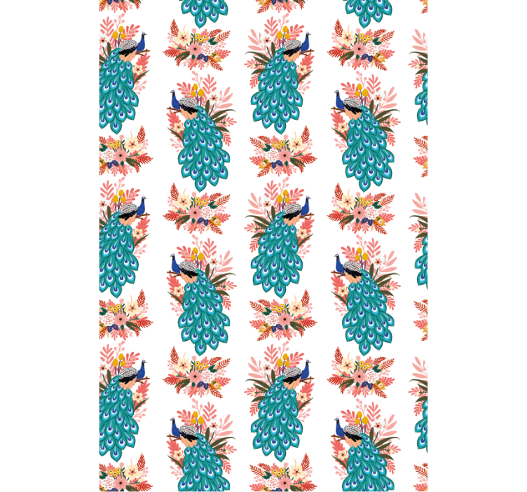 PEACOCKS AMONG FLORALS blind flowers - TenStickers