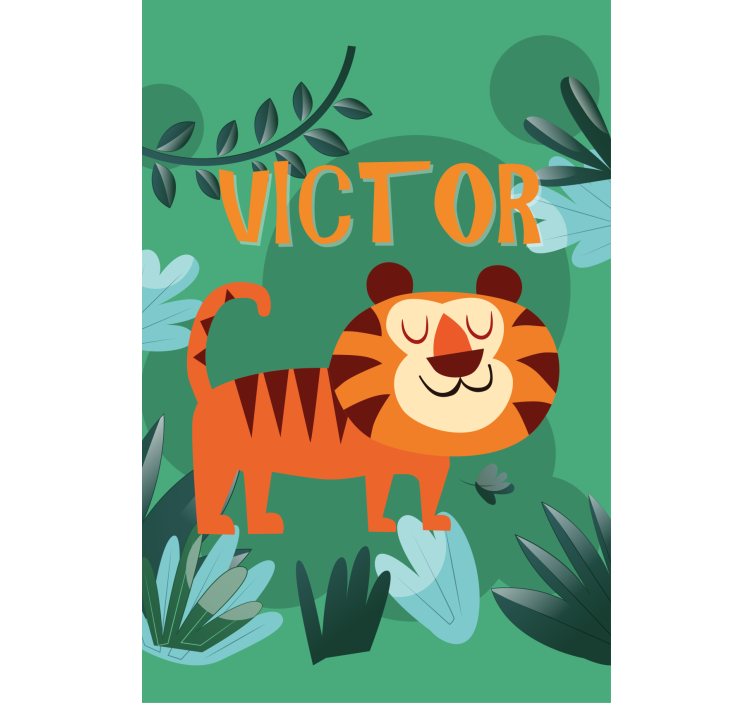 Happy tiger with name blind kids - TenStickers