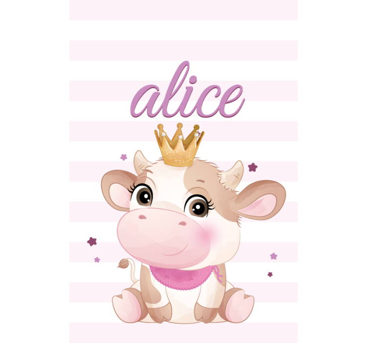 Crowned Cow With Name roller blind nursery - TenStickers